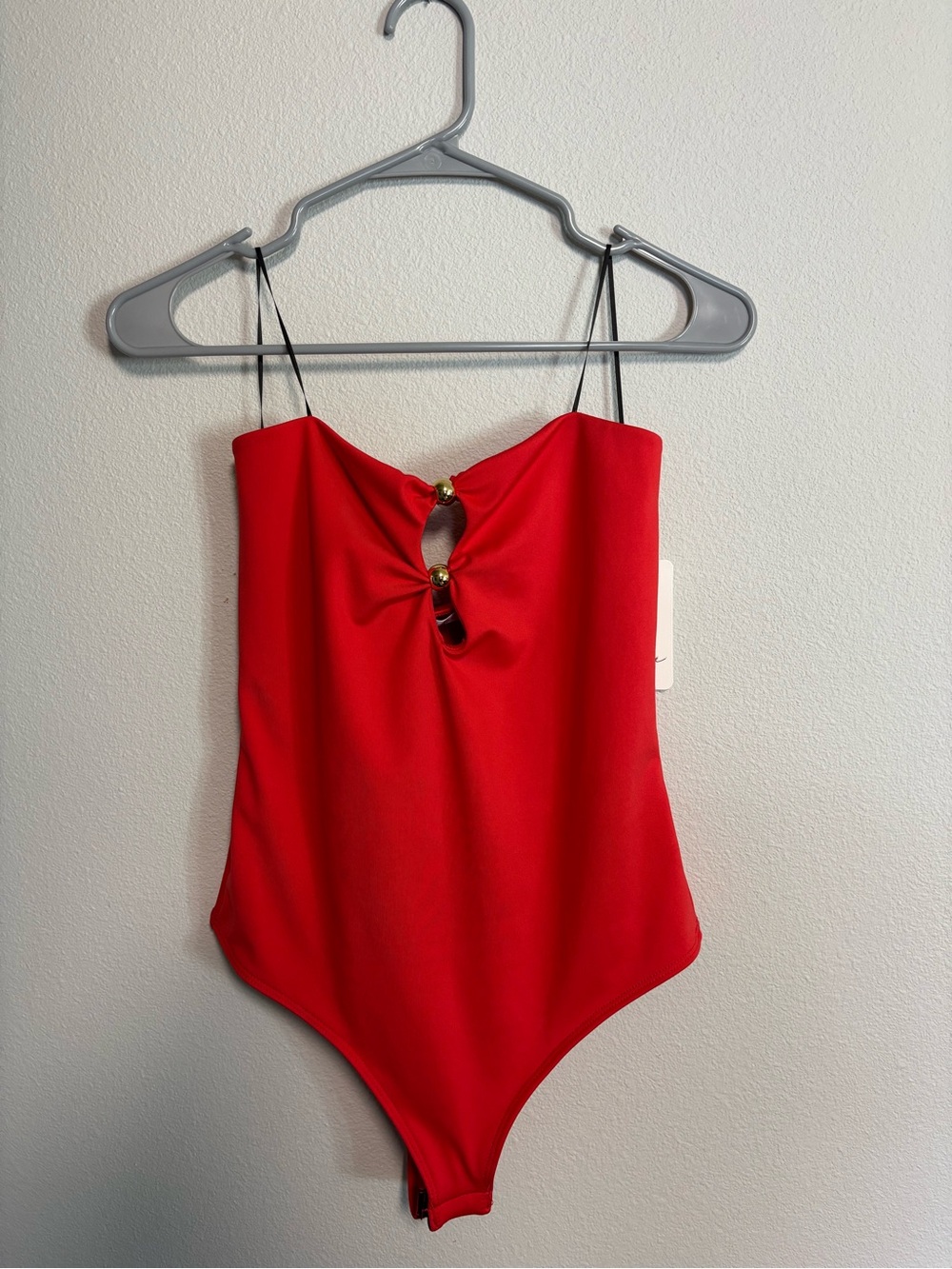 gaze Red Girls' One-Piece Swimsuit with Front Ring Detail